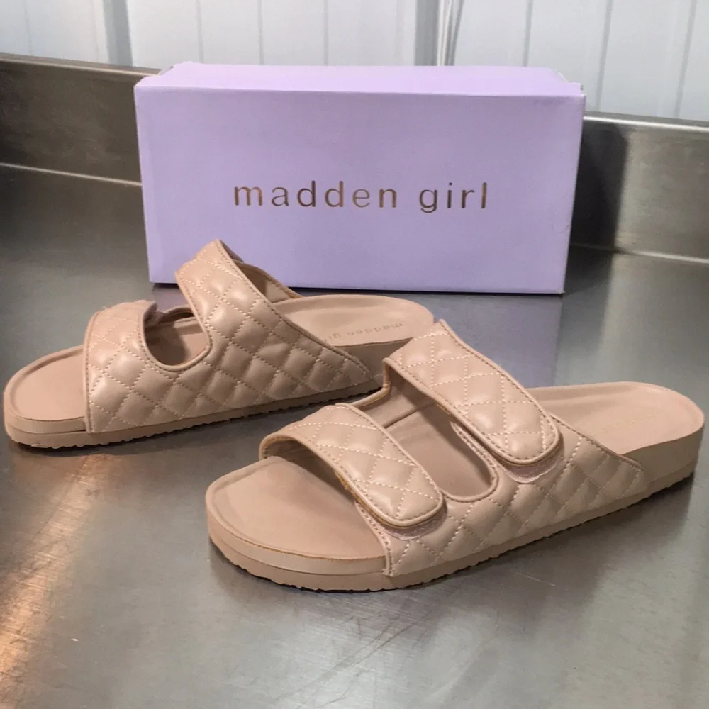 New WB Woman’s Madden Girl Quilted Nude Slide Sandals